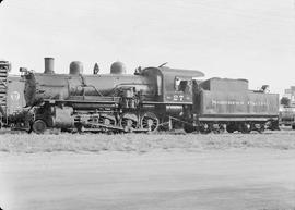 Northern Pacific steam locomotive 27 at Billings, Montana, in 1949.