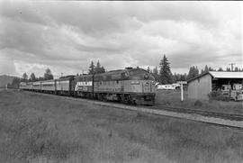 Amtrak diesel locomotives 9758 and 9760 at Rainier, Washington on June 27, 1971.