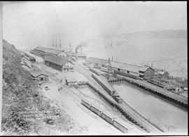 Northern Pacific wharf at Tacoma, Washington Territory, in 1888.