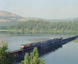 St. Maries River Railroad Diesel Locomotive Number 501 at Chatcolet Lake, Idaho in August 1981.