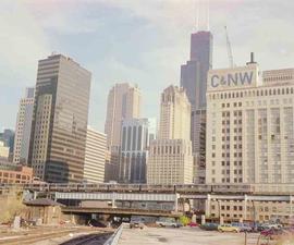 Regional Transportation Authority Elevated Train at Chicago, Illinois in May, 1989.