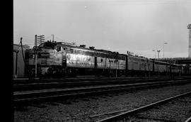 Amtrak diesel locomotive 9952 at Minot, North Dakota on August 23, 1972.