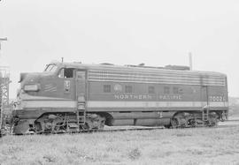 Northern Pacific diesel locomotive number 7002 at Auburn, Washington, in 1968.