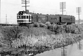 Northern Pacific gas electric motor car B-19 at Seattle, Washington, in 1938.