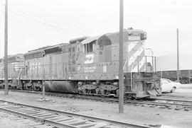 Burlington Northern diesel locomotive 6244 at Clyde, Illinois in 1972.