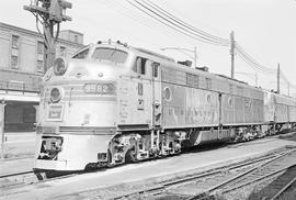 Burlington Northern diesel locomotive 9982 at Chicago, Illinois in 1972.