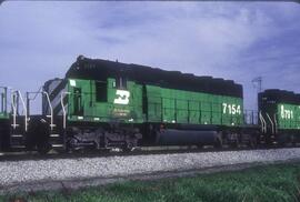 Burlington Northern 7154 at Roberts Bank, British Columbia in 1990.