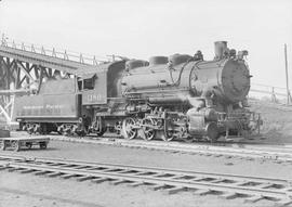 Northern Pacific steam locomotive 1180 at Pasco, Washington, circa 1950.