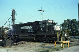 Norfolk Southern Railroad diesel locomotive 6111 at East Wayne, Indiana on July 25, 1986.