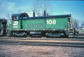 Burlington Northern Diesel Locomotive Number 108 in Minneapolis, Minnesota in 1979