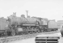 Northern Pacific steam locomotive 1643 at Brainerd, Minnesota, in 1954.