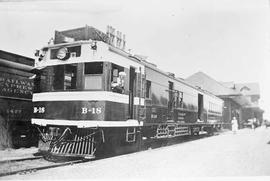 Northern Pacific gas electric car number B-18 at Lewiston, Idaho, in 1954