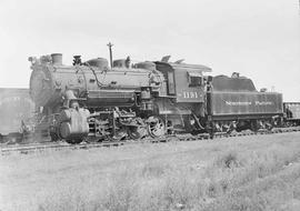 Northern Pacific steam locomotive 1191 at Laurel, Montana, in 1949.