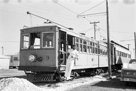 Southern Iowa Railway streetcar 9 at Mount Pleasant, Iowa in August 1972.