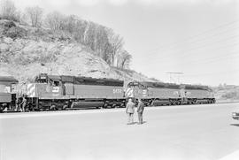 Burlington Northern diesel locomotive 6481 at South Seattle, Washington in 1971.