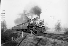 Northern Pacific steam locomotive number 2263 at Kent, Washington, circa 1940.