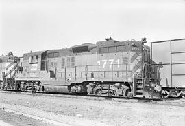 Burlington Northern diesel locomotive 1771 at Auburn, Washington in 1976.