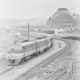 Northern Pacific passenger train number 408 at Tacoma, Washington, in 1968.