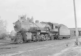 Northern Pacific steam locomotive 1696 at Laurel, Montana, in 1954.