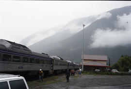 British Columbia Railway Company rail diesel car 12 at Lillooet, British Columbia on May 31, 1990.