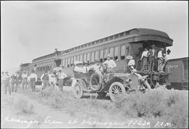 Great Northern Railway passenger train at Okanogan, Washington, undated.