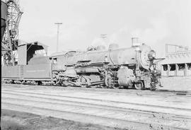 Northern Pacific steam locomotive 1718 at Glendive, Montana, in 1953.