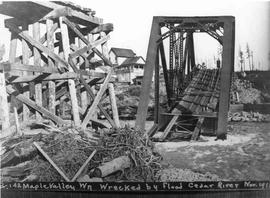 Chicago Milwaukee and Puget Sound Railroad bridge at Maple Valley, Washington in 1911.