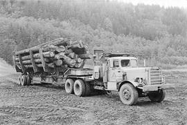 White River Lumber Log Truck at Enumclaw, Washington in May, 1975.