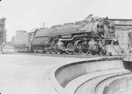 Northern Pacific steam locomotive 5136 at Missoula, Montana, in 1949.