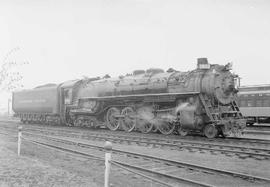 Northern Pacific steam locomotive 2683 at Staples, Minnesota, in 1954.