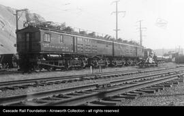 Milwaukee Road electric locomotive Number E28 at Sumner, Washington, undated.