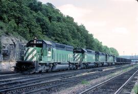 Burlington Northern Diesel Locomotives Numbers 6799, 6704 and, 6711 at Dayton's Bluff, Minnesota ...