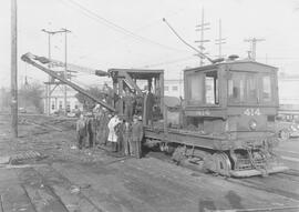 Seattle Municipal Railway Number 414 at the Georgetown carbarn, Seattle, Washington, circa 1940.