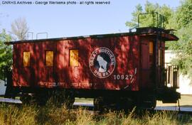 Burlington Northern Caboose 10927 at Eureka, Montana, 1990