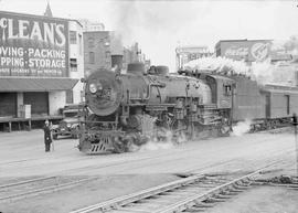 Northern Pacific steam locomotive at Tacoma, Washington, circa 1945.