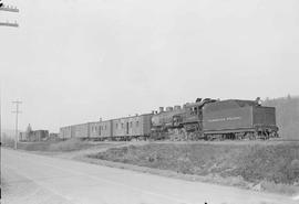 Northern Pacific steam locomotive 1677 at Snohomish, Washington, circa 1953.