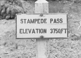 Road sign at Stampede Pass, Washington, in 1944.