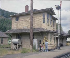 Burlington Northern station at Lester, Washington, in 1980.