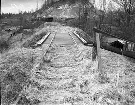 Pacific Coast Railroad railroad track at Maple Valley, Washington, circa 1982.