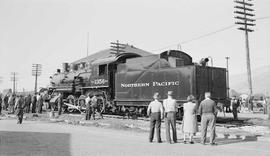 Northern Pacific steam locomotive 1356 at Missoula, Montana, in 1955.