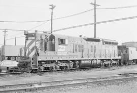 Burlington Northern diesel locomotive 6150 at Clyde, Illinois in 1972.
