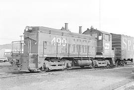 Burlington Northern diesel locomotive 490 at Yardley, Washington in 1976.