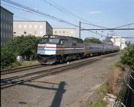 Amtrak diesel locomotive 389 at Washington, District of Columbia on July 1, 1982.