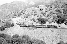 Western Pacific Railroad diesel locomotive 3504 in Feather River Canyon, California on August 19,...