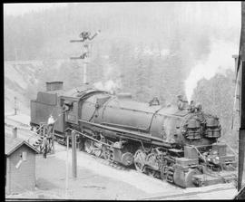 Northern Pacific steam locomotive 4025 at Stampede, Washington, circa 1925.