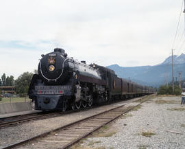 Canadian Pacific Railway steam locomotive 2860 at Squamish, British Columbia on August 12, 1989.