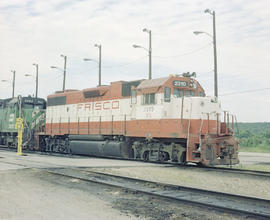 Burlington Northern diesel locomotive 2310 at Tulsa, Oklahoma in 1982.