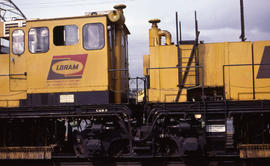 Loram Maintenance of Way rail grinder RG1016771 at Portland, Oregon in 1978.