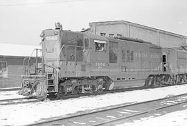 Burlington Northern diesel locomotive 1860 at Auburn, Washington in 1971.