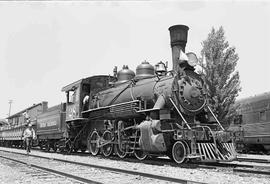 Sierra Railway Steam Locomotive Number 28 at Jamestown, California in June, 1974.